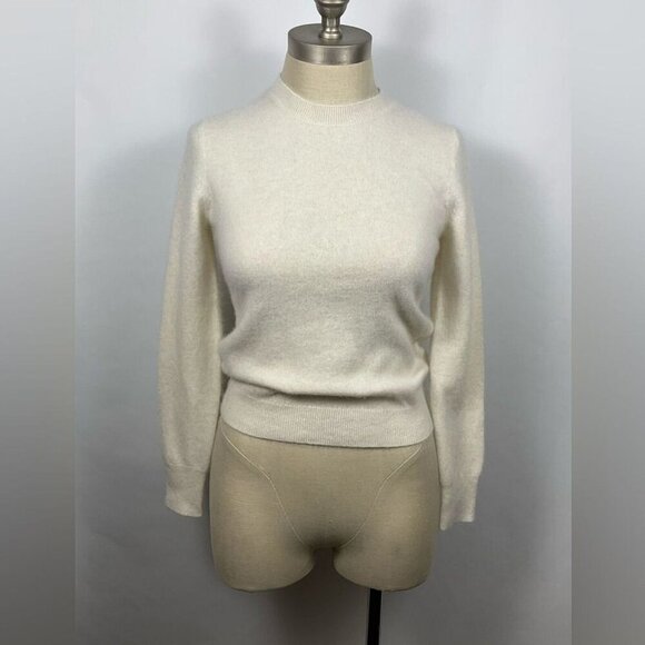 ANTONIO MELANI Women’s 100% Cashmere Cream Long Sleeve Crew Neck Sweater, sz SM - Picture 1 of 9
